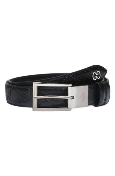 Shop Gucci Reversible Signature Leather Belt In Red