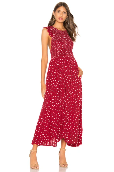 Shop Free People Chambray Butterflies Midi Dress In Red