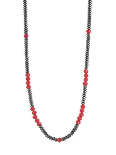 Shop King Baby Studio American Voices Glass Bead Necklace In Silver Red