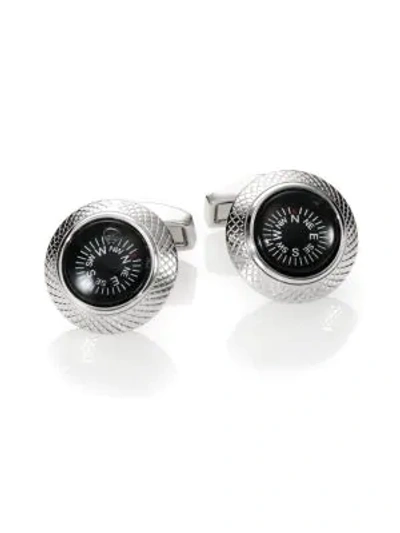 Shop Tateossian Men's Compass Mechanical Cuff Links In Silver Black
