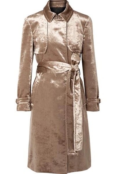 Shop Brunello Cucinelli Cotton-blend Velvet Trench Coat In Bronze