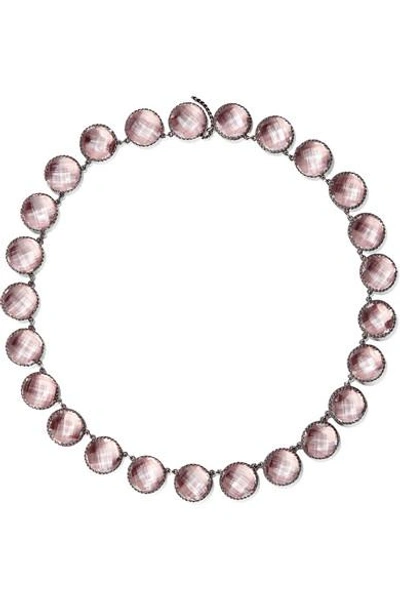 Shop Larkspur & Hawk Olivia Button Oxidized Sterling Silver Topaz Necklace