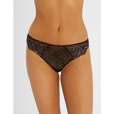 Shop Aubade Romantique Lace Tanga In Noir Venus