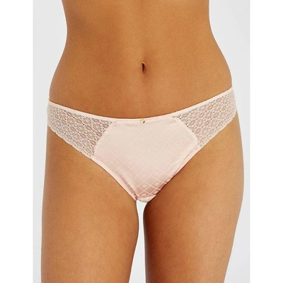 Shop Aubade Femme Lace Tanga In Biscuit