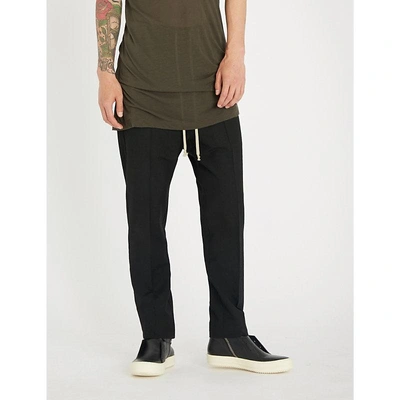 Shop Rick Owens Dropped-crotch Relaxed-fit Straight Wool Trousers In Black