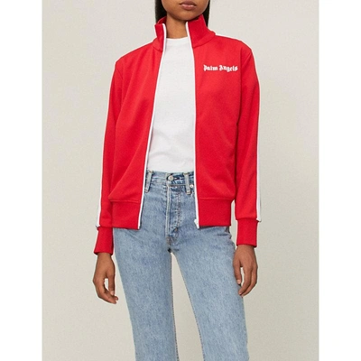 Shop Palm Angels Classic Logo-embroidered Woven Jacket In Red