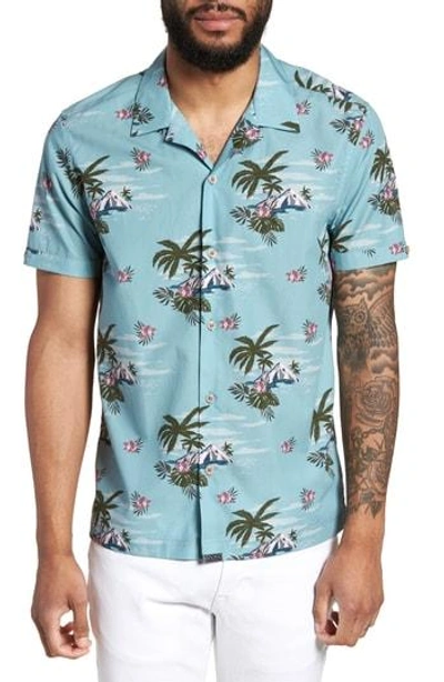 Shop Ted Baker Slim Fit Tropical Pattern Sport Shirt In Light Blue