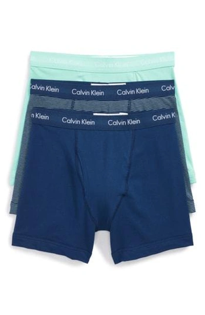 Shop Calvin Klein 3-pack Boxer Briefs In Yucca/ Estate Blue