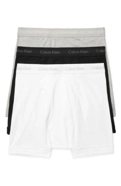 Shop Calvin Klein 3-pack Boxer Briefs In White/ Black/ Heather Grey