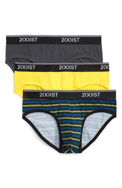 Shop 2(x)ist 3-pack No-show Briefs In Lapis/ Black/charcoal/ Yellow