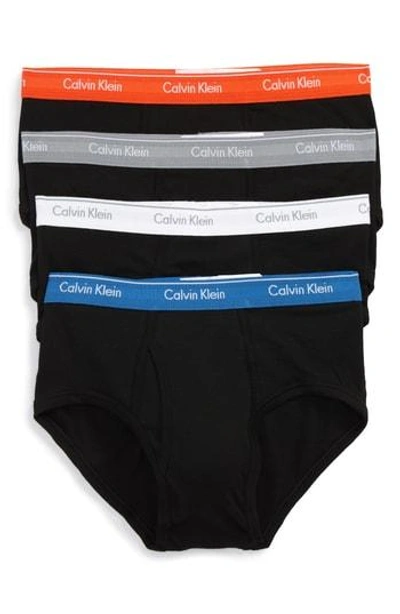 Shop Calvin Klein 4-pack Cotton Briefs In Black W/ Blue/ Green/ Grey