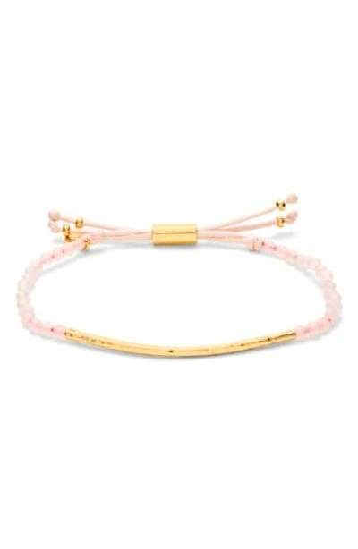 Shop Gorjana Power Gemstone Self-wisdom Bracelet In Rose Quartz/ Gold