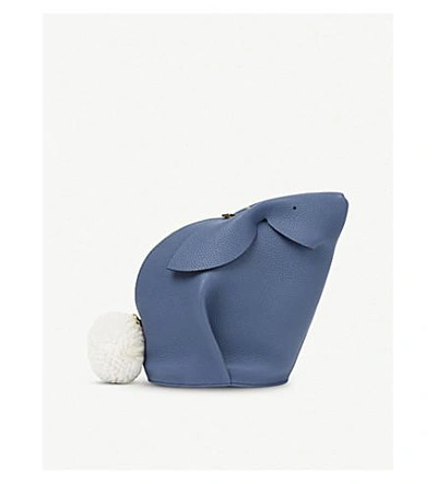 Shop Loewe Varsity Blue And Cream Bunny Mini Leather Shoulder Bag In Varsity Blue/pecan C