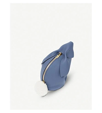Shop Loewe Varsity Blue And Cream Bunny Mini Leather Shoulder Bag In Varsity Blue/pecan C