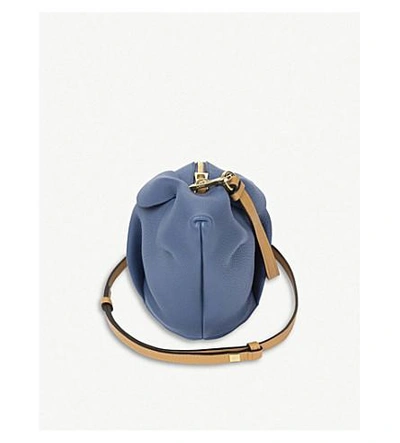 Shop Loewe Varsity Blue And Cream Bunny Mini Leather Shoulder Bag In Varsity Blue/pecan C