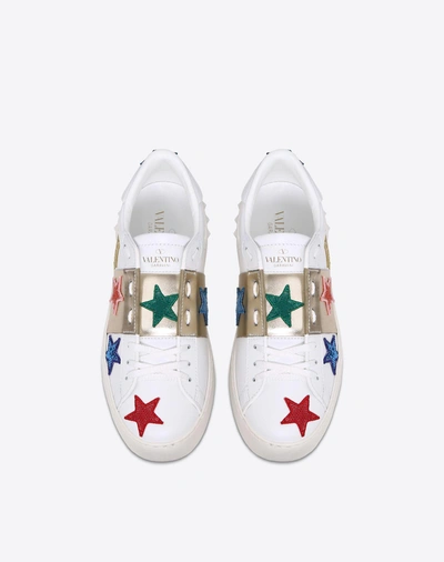 Shop Valentino Sequin Star Motif Open Sneaker In Multicolored