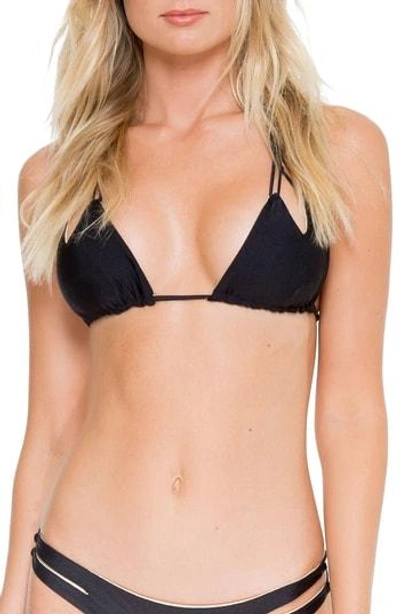 Shop Luli Fama Reversible Triangle Bikini Top In Black