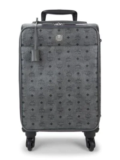 Shop Mcm Men's Small Victory Visetos Trolley Suitcase In Phantom Grey