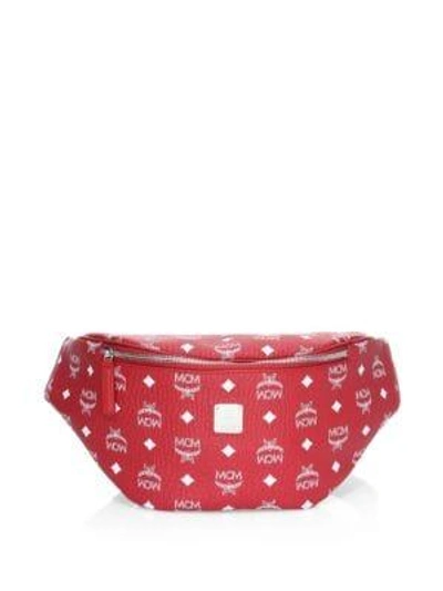 Shop Mcm Medium Stark Visetos Belt Bag In Red White