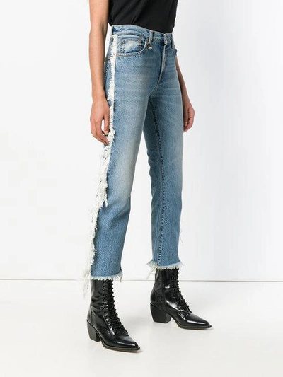 Shop R13 Fringed Straight-leg Jeans In Blue