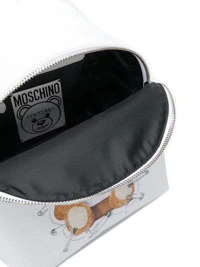 Shop Moschino Teddy Logo Backpack In White