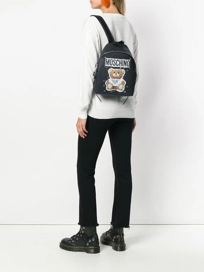 Shop Moschino Medium Teddy Logo Backpack In A1555 Black
