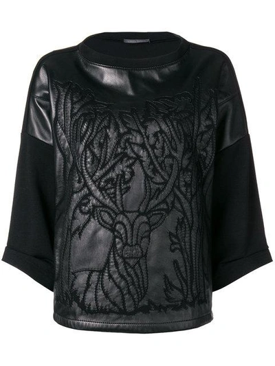 Shop Alberta Ferretti Embroidered Stag Jumper - Black