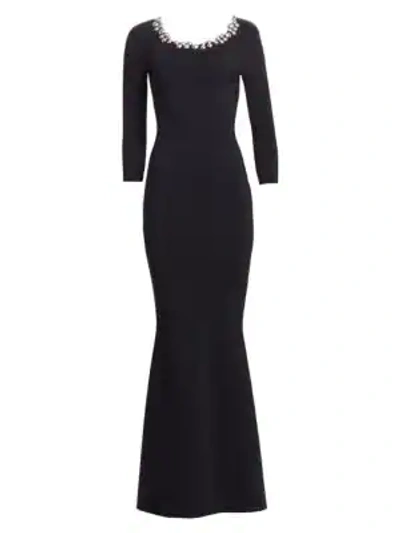 Shop Chiara Boni La Petite Robe Longina Embellished Gown In Black