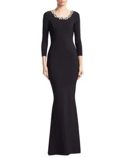 Shop Chiara Boni La Petite Robe Longina Embellished Gown In Black