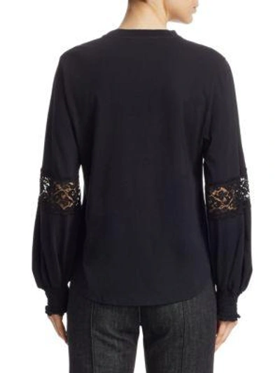 Shop See By Chloé Lace-inset Long-sleeve Tee In Black