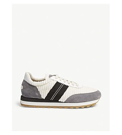 Shop Brunello Cucinelli Cord And Suede Trainers In Latte