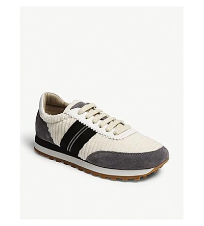 Shop Brunello Cucinelli Cord And Suede Trainers In Latte
