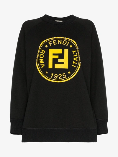 Shop Fendi Ff Logo Bead Embellished Sweatshirt In Black