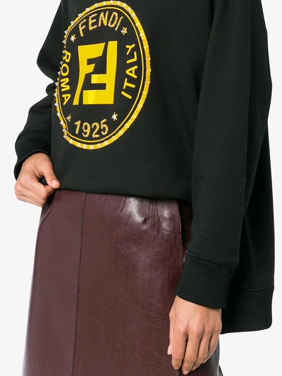 Shop Fendi Ff Logo Bead Embellished Sweatshirt In Black