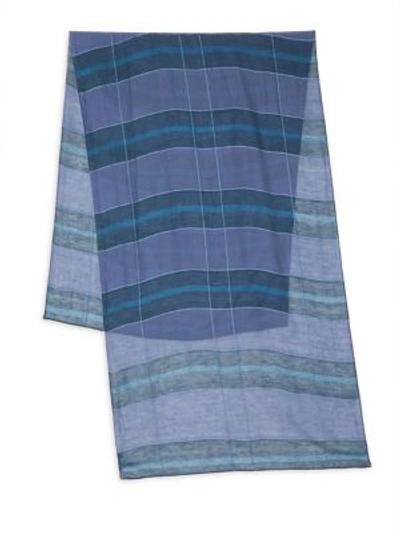 Shop Eileen Fisher Checkered Scarf In Periwinkle
