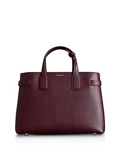 Shop Burberry Banner Medium Leather Satchel In Mahogany Red