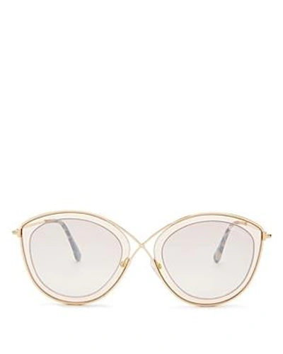 Shop Tom Ford Women's Sasha Mirrored Round Sunglasses, 55mm In Gold/silver