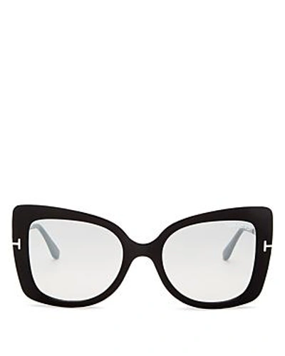 Shop Tom Ford Women's Gianna Mirrored Square Sunglasses, 54mm In Shiny Black/smoke