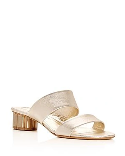 Shop Ferragamo Women's Belluno Floral Heel Slide Sandals In Sahara Gold Leather/gold