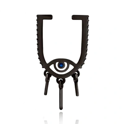 Shop Astrid & Miyu The Evil Eye Ear Cuff In Gunmetal