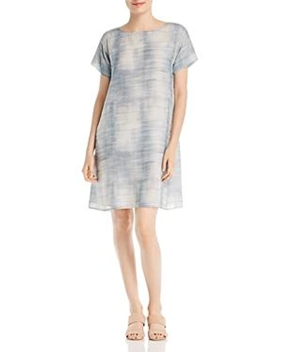 Shop Eileen Fisher Brush-print Shift Dress In Blue Steel