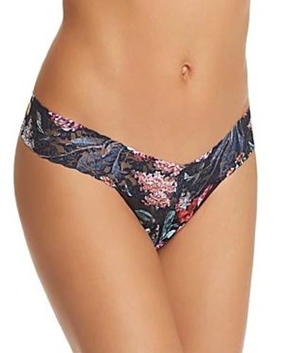 Shop Hanky Panky Low-rise Printed Lace Thong In Black Multi