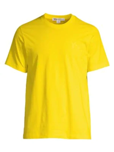 Shop Y-3 Cotton Logo Tee In Yellow