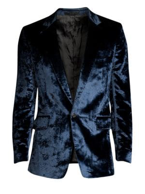 Paul Smith Crushed Velvet Jacket In Blue | ModeSens