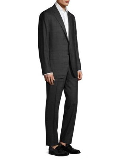 Shop Isaia Regular-fit Check Wool Jacket In Grey
