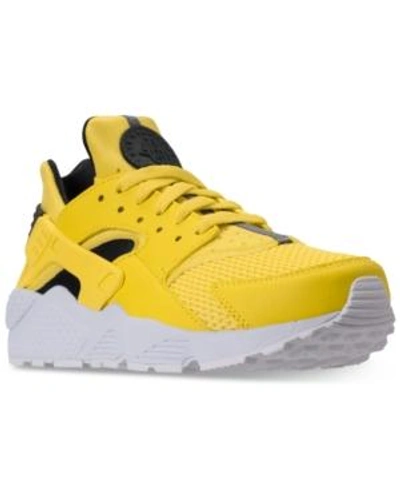 Shop Nike Men's Air Huarache Run Running Sneakers From Finish Line In Tour Yellow/anthracite-wh