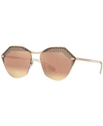 Shop Bvlgari Sunglasses, Bv6109 62 In Matte Pink Gold / Grey Mirror Rose Gold