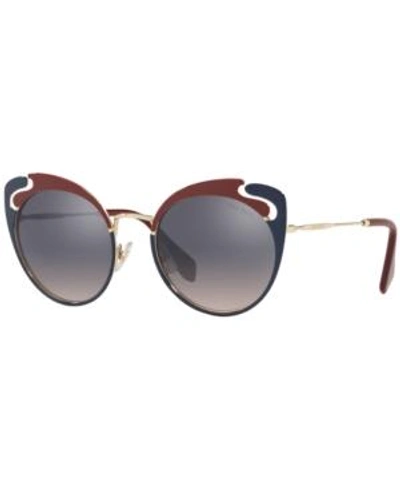 Shop Miu Miu Sunglasses, Mu 57ts 54 In Pale Gold/garnet/blue / Pink Grad Violet Mirror Silver
