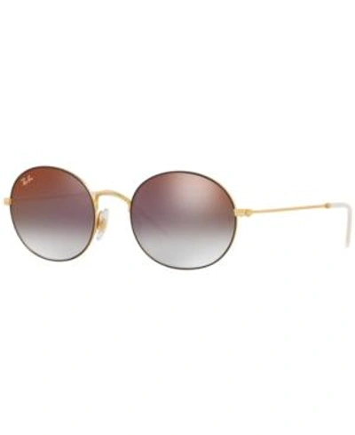 Shop Ray Ban Ray-ban Sunglasses, Rb3594 In Rubber Gold On Top Black / Grey Gradient Mirror Red