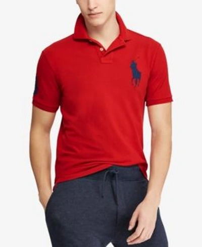 Polo Ralph Lauren Custom Slim Fit Big Pony Mesh Polo Shirt In Red